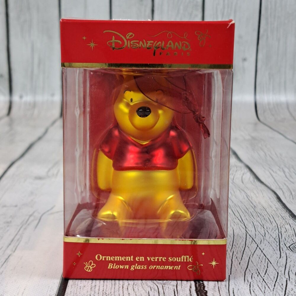 Disney Disneyland Paris Winnie the Pooh Hanging Glass Ornament